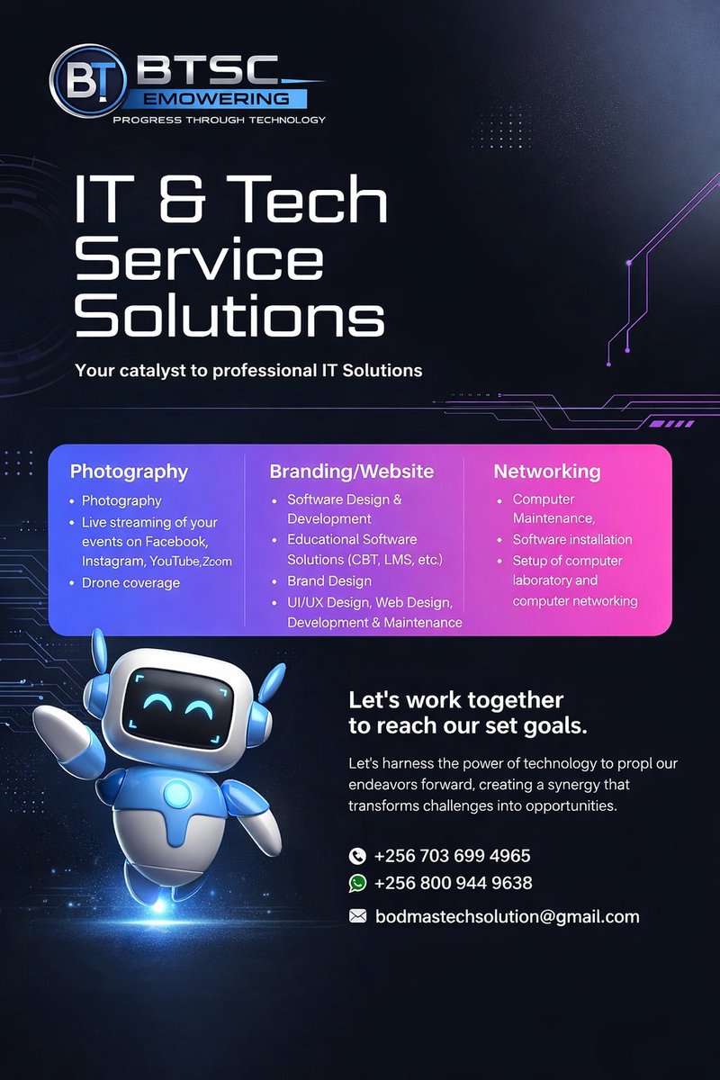 AnzoBodmas's tweet photo. Stop losing customers because you’re not online!
At Bodmas TechSolution Company Ltd., we design modern, fast, and professional websites that help your business grow 📈
#WebDesign #UgandaBusiness #TechSolutions #DigitalMarketing #SmallBusiness #Kampala #WebsiteDesign #Entrepreneur https://t.co/JyZnz0Ua6n