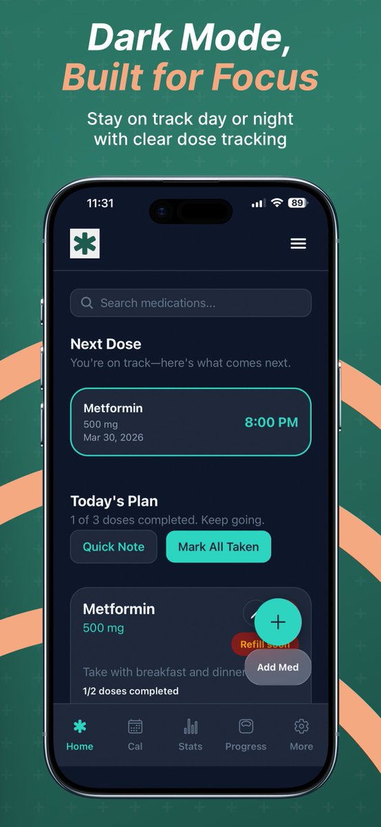 kegan_mills's tweet photo. Dark mode, built for focus.

Stay on track day or night with a cleaner dose tracking experience.

Download: https://t.co/TuuGs7fgIj https://t.co/Yd1Io6NWD3