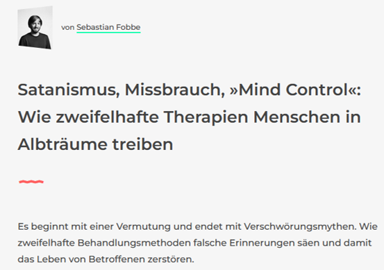 berndharder's tweet photo. Sebastian Fobbe erklärt bei Perspective Daily ausführlich, "wie zweifelhafte Behandlungsmethoden falsche Erinnerungen säen und damit das Leben von Betroffenen zerstören":

https://t.co/RvyhTDX7NX https://t.co/7IXAjm7YDv