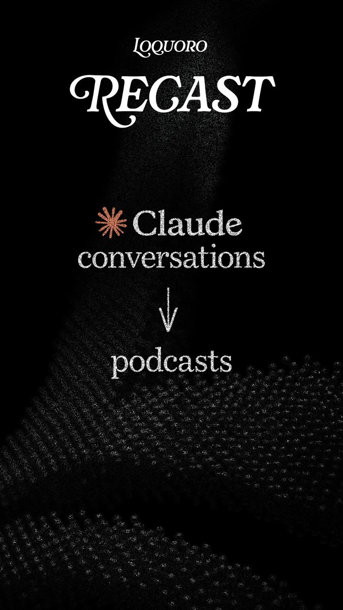 LoquoroAi's tweet photo. Introducing Loquoro Recast

Turn your Claude conversations into podcasts with realistic AI voices.

→ Pick any turns from your chat
→ Generate with 2 voices
→ Play it back while you commute, cook, or work out

3 free recasts
Chrome Web Store → https://t.co/TxyYIuWz8z

Thread: https://t.co/LhwxaP2JJ4