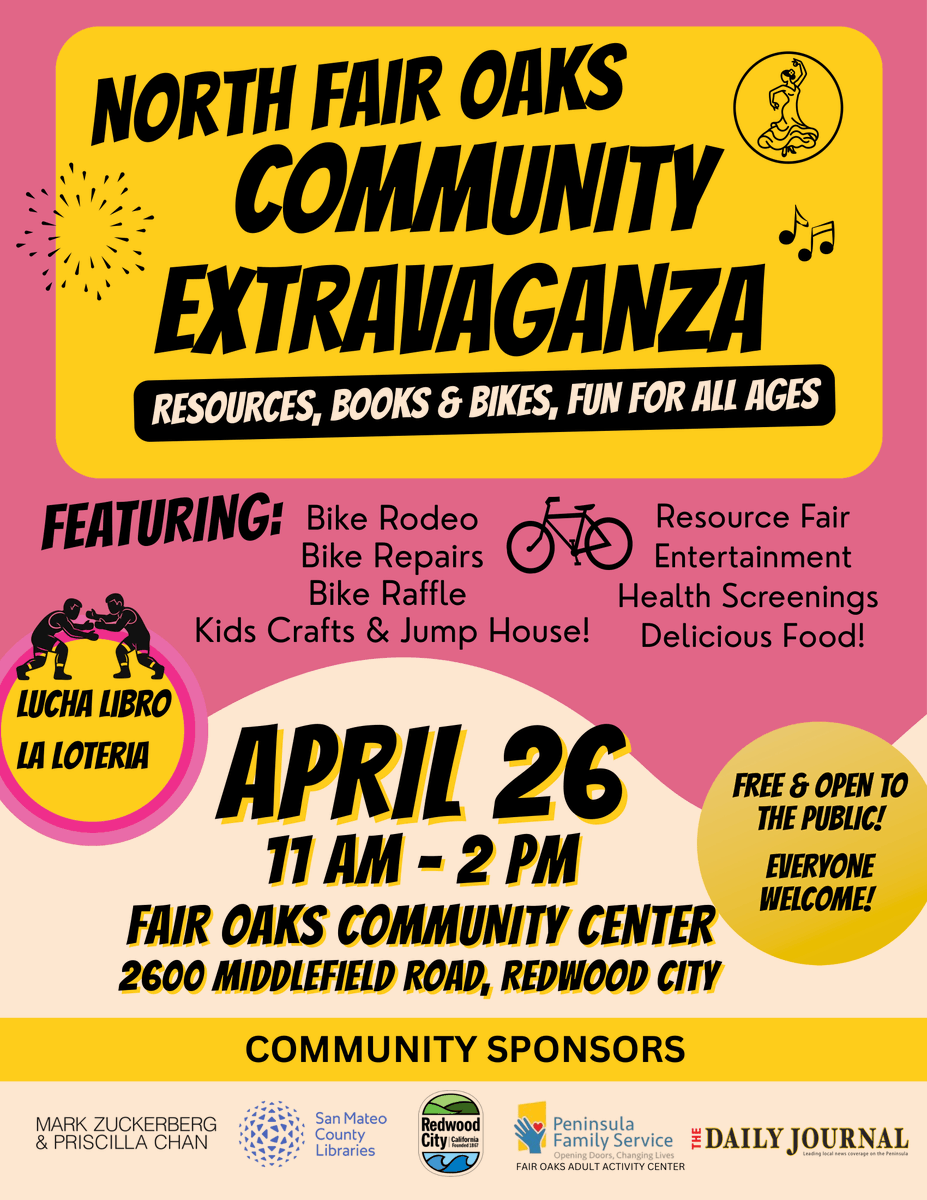 SMCHSA's tweet photo. Come see us at the North Fair Oaks Community Extravaganza!

Free resources and car seat safety info to keep your little ones safe. Enjoy bike repairs, food, and fun for all ages!

April 26 (11 AM - 2 PM)
Fair Oaks Community Center, RWC

#ChildAbusePreventionMonth #CarSeatSafety https://t.co/WR2fniWCmz
