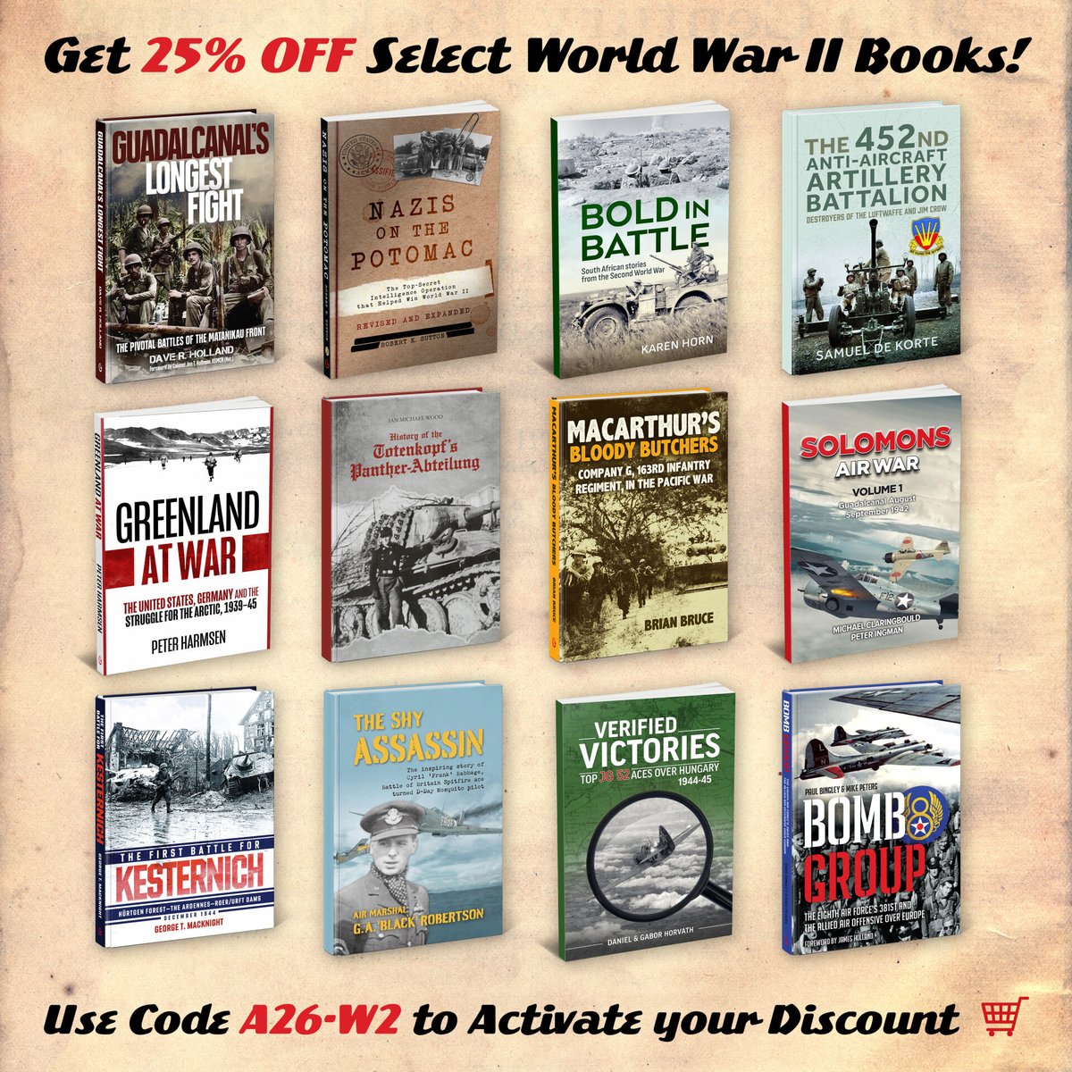 casematepub's tweet image. There's still time left to take 25% off select World War II titles! Use code A26-W2 at checkout to activate your discount! 

Offer valid until April 24th, 2026.

💻️: tinyurl.com/bd6abmm5

#worldwarII #WWIIhistory #WWIIbooks