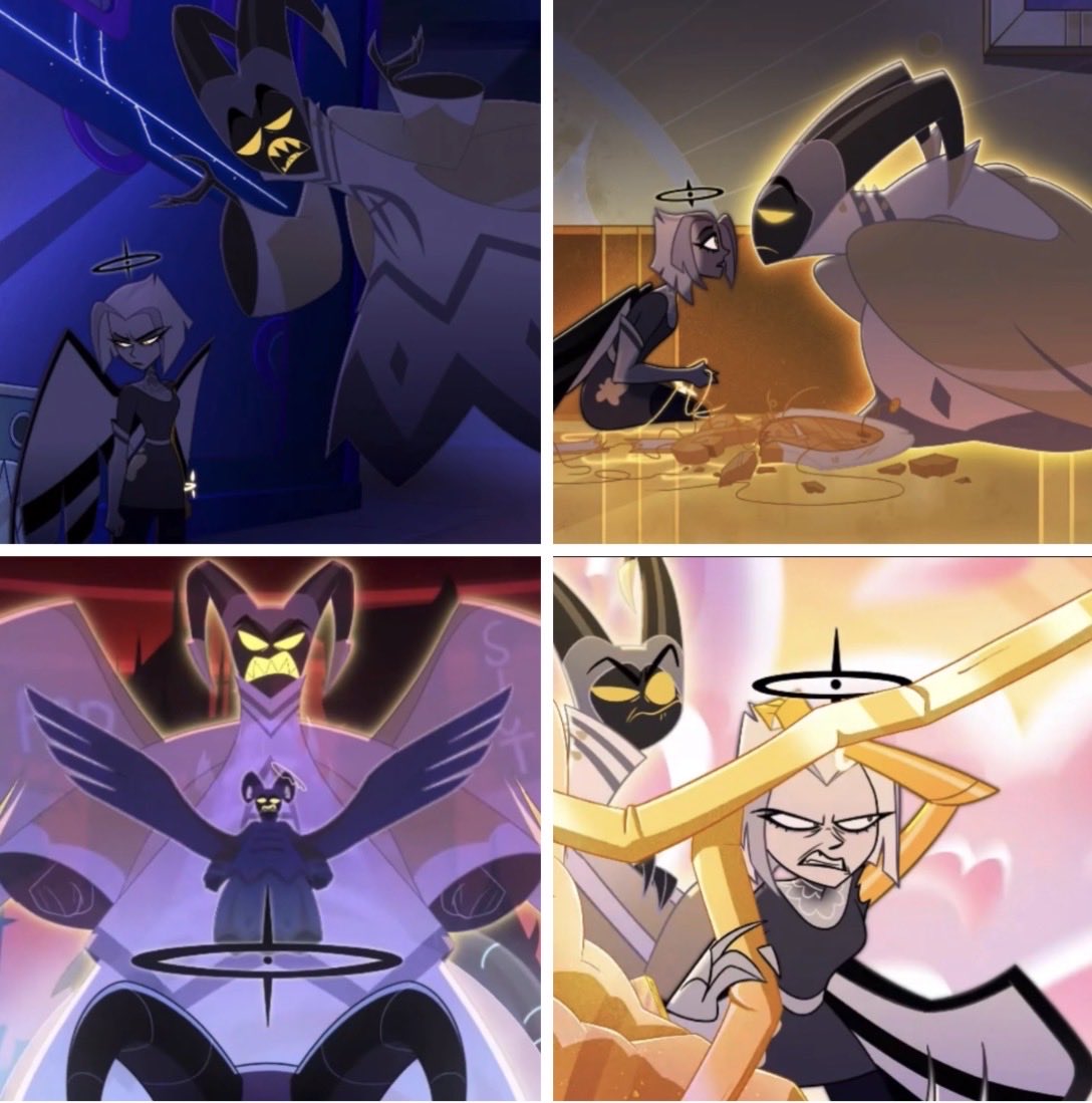 J50970800's tweet image. It’s taking forever to connect to the dots to explain it in detail.

1- Adam appears human like the exorcists. 
2&amp;amp;3- Adam ghosts glows the same way the exorcist do.
4- Abel is always in the same area where lute is when Adams ghosts appears. #hazbinhotel #adam #lute #abel