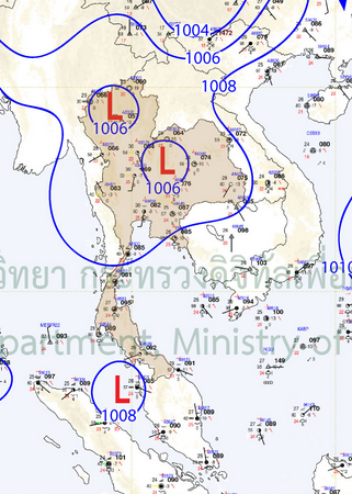 HelmutDuerrast's tweet image. 21 Apr 26 07:30 
Weather for #Thailand &amp;amp; region; via zoom.earth, weather map via TMD.go.th           

&amp;gt;#Monsoon Changing Season  
&amp;gt;High Pressure (H) further N=cooler WIND       
&amp;gt;Low Pressure Systems (L)&amp;lt;-&amp;gt;Hotter LAND now       &amp;gt;NW and SE WIND