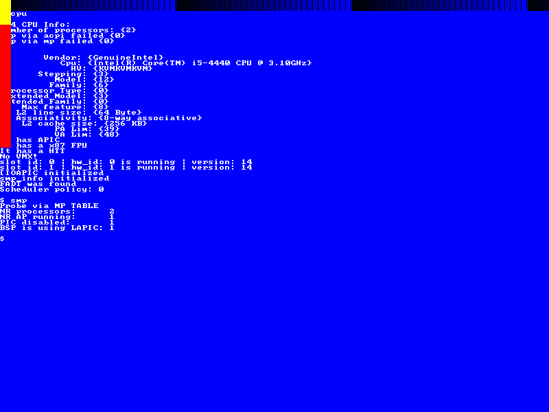 frednora's tweet image. Obtaining information and using two cores to draw elements on the screen. #smp #osdev