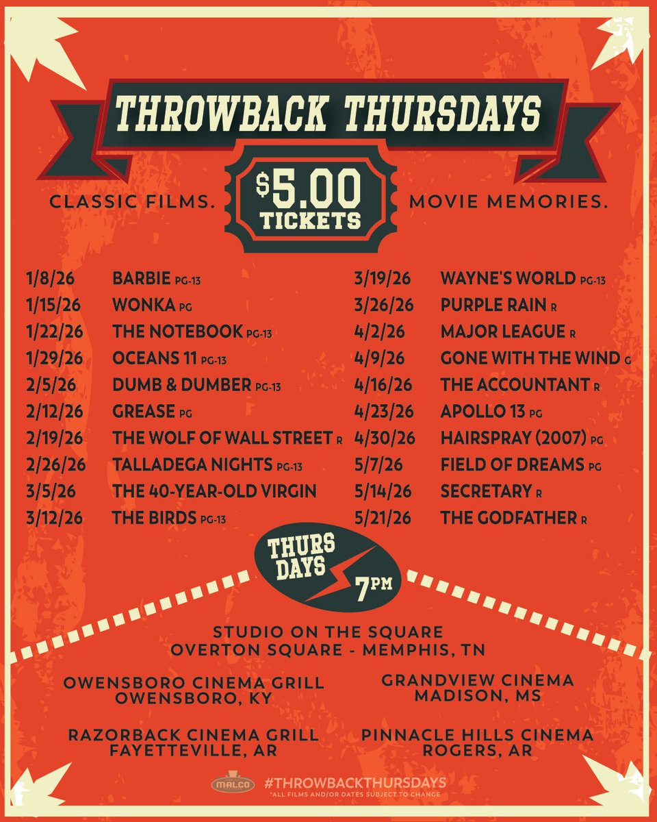 malcotheatres's tweet image. Join us @ this week's #ThrowbackThursday for #Apollo13, the true story of astronauts Jim Lovell, Jack Swigert &amp;amp; Fred Haise who returned safely after bypassing the moon, setting a record in 1970 for the farthest distance from Earth reached by humans. 
$5🎟@ malco.com
