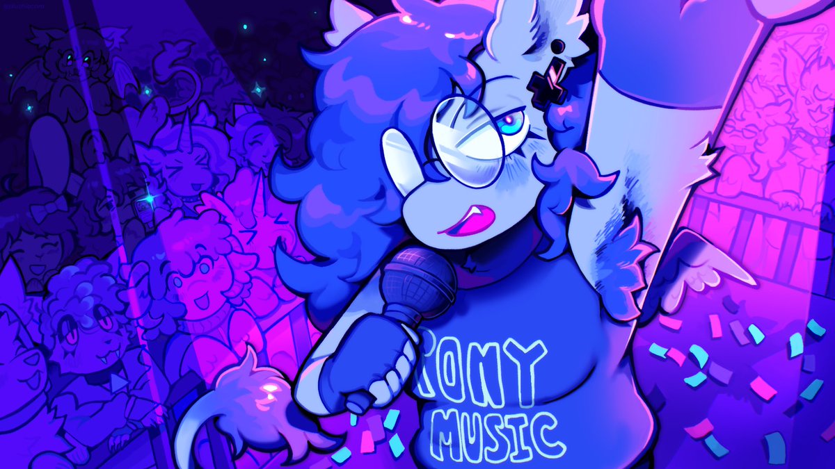 thread of all the art i did for <a href="/VyletPony/">💫 i-ate-the-moon 💫</a>’s mixtape “gonarch’s lair” ~

first, my art for the song “VPVPVP” !! how many people in the crowd do u recognise :3c