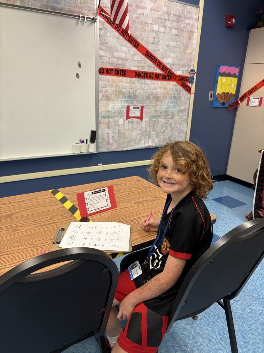 NPESharks's tweet photo. Detectives ready for our ELA tests. Practicing with our scavenger hunt AND with our super spy invisible pens. We are ready! https://t.co/SUtv7ZSou2