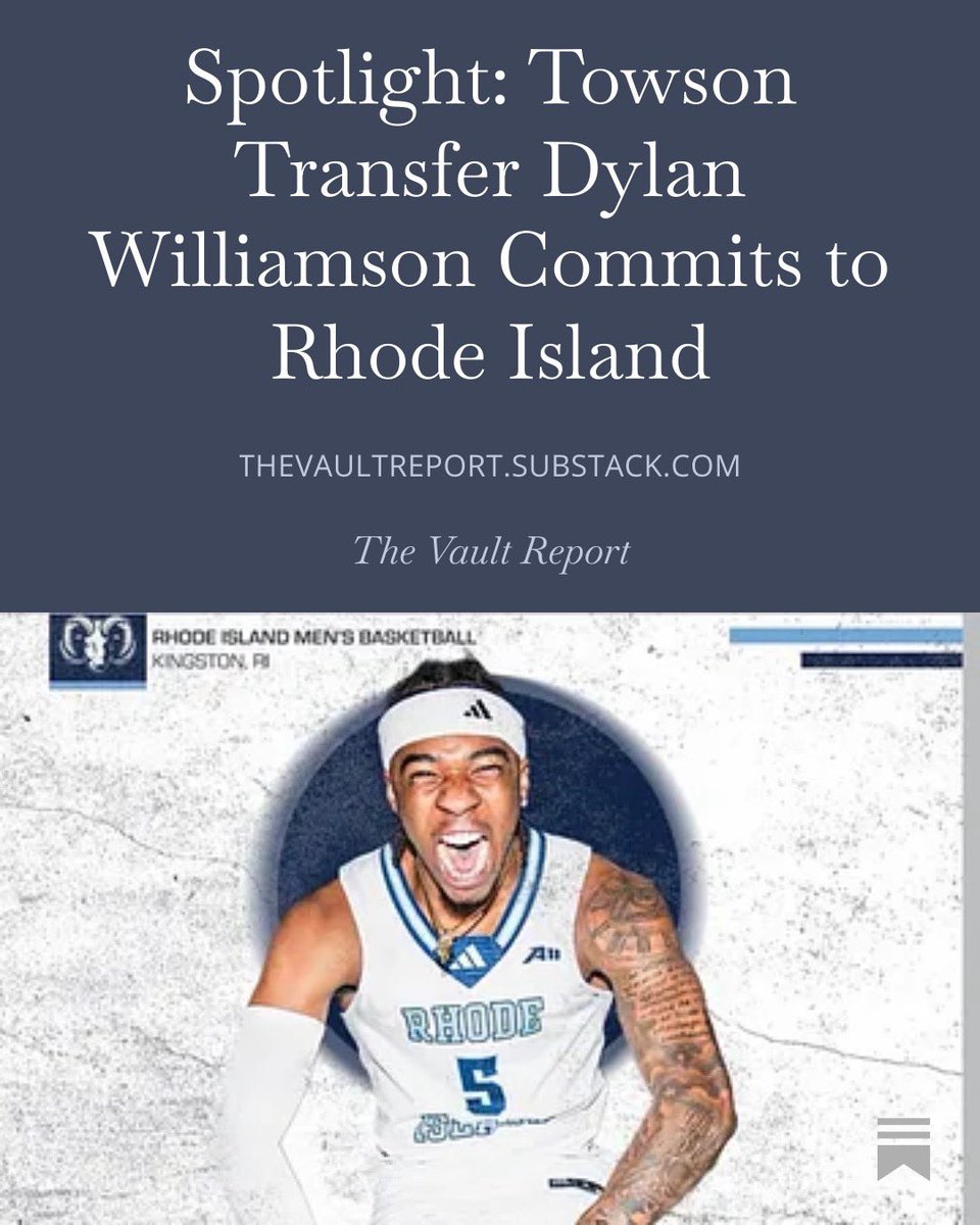 RhodyVault's tweet photo. ✍️ New article up on the Vault Substack about Rhode Island commit, Dylan Williamson. Link for article below. 

First transfer commitment for the Rams. 

Article: https://t.co/Z16gkgmqSU https://t.co/OrkwTHnFHL