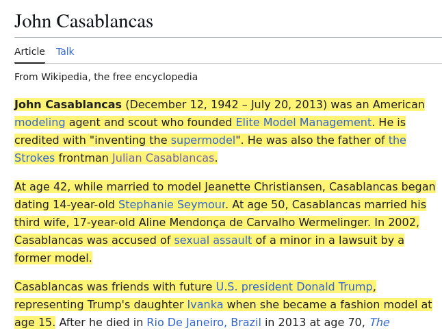 parallel_mike's tweet photo. @guldaar I’m looking forward to their protest against child trafficking. They can begin with the lead singer’s father, John Casablancas. Friend of Trump and trafficker to the elites. https://t.co/2bnDlgVpPu