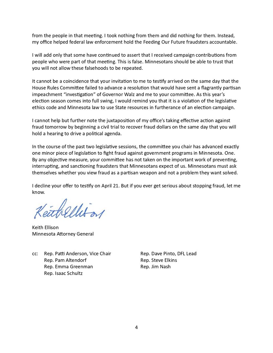 Attorney General Keith Ellison tweet media