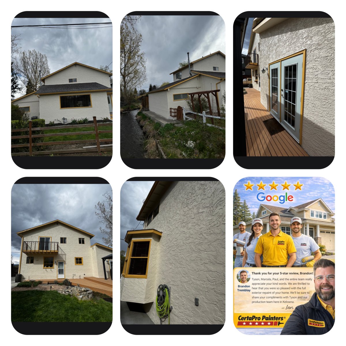 CertaProOk's tweet photo. Thank you Brandon for the 5-Star Google Review we really appreciate you taking the time to share your experience!
Glad to hear Tyson &amp; our production team, Marcela &amp; Paul, took great care of you from start to finish on your Kelowna full exterior repaint.
#ravingfans #5starreview https://t.co/YGrmkyIOyF