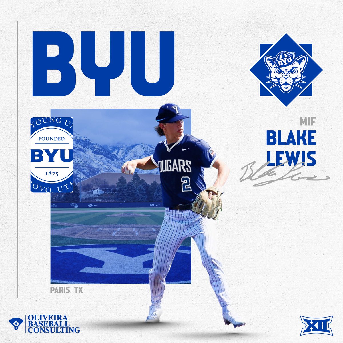 OBC_Recruits's tweet image. Congrats to Blake Lewis on his commitment to Brigham Young University. The Cougars are bringing one of the top JUCO performers in the country to Provo. Excited for the Lewis family #BYU #GoCoogs #Big12 #Committed #OBC