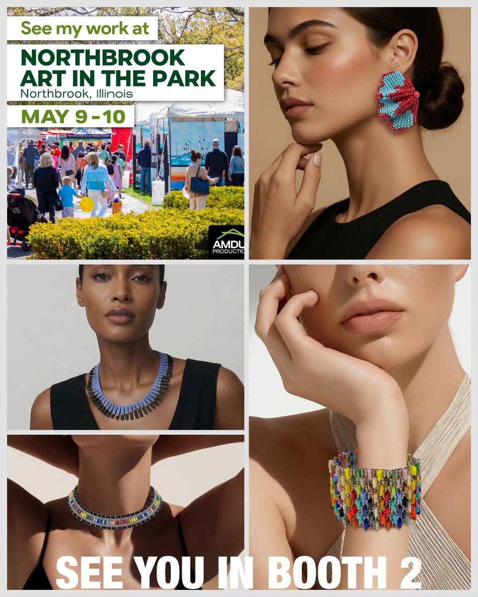 RSDesignsRavit's tweet image. Looking for something fun and artsy? Come see us at Northbrook Art in the Park (May 9–10), Booth 2—beautiful handmade beaded jewelry, perfect for Mother’s Day &amp;amp; good conversation await! #northbrookil #beadwork #artfair #jewelry #uniquegifts #artfestival #summertime #familyfun