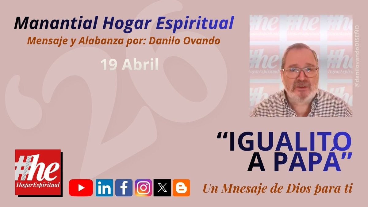 danilovando's tweet photo. "IGUALITO A PAPÁ"   Danilo Ovando  19 AbrIl 2026   Manantial Hogar Espir... https://t.co/RSEXNjlie8 via @YouTube https://t.co/ekIt5TvRVm
