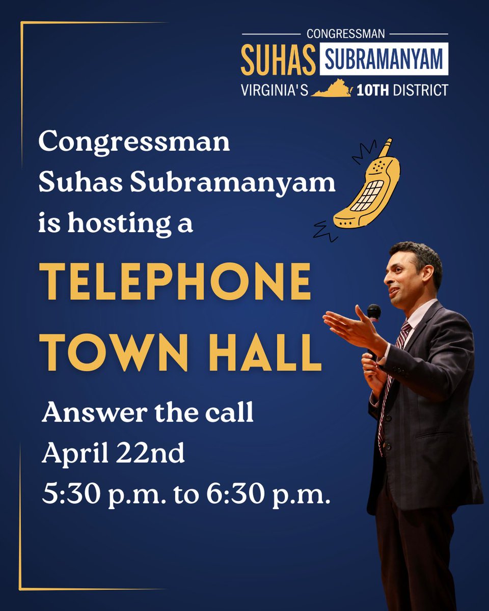 Rep. Suhas Subramanyam (VA-10) tweet media