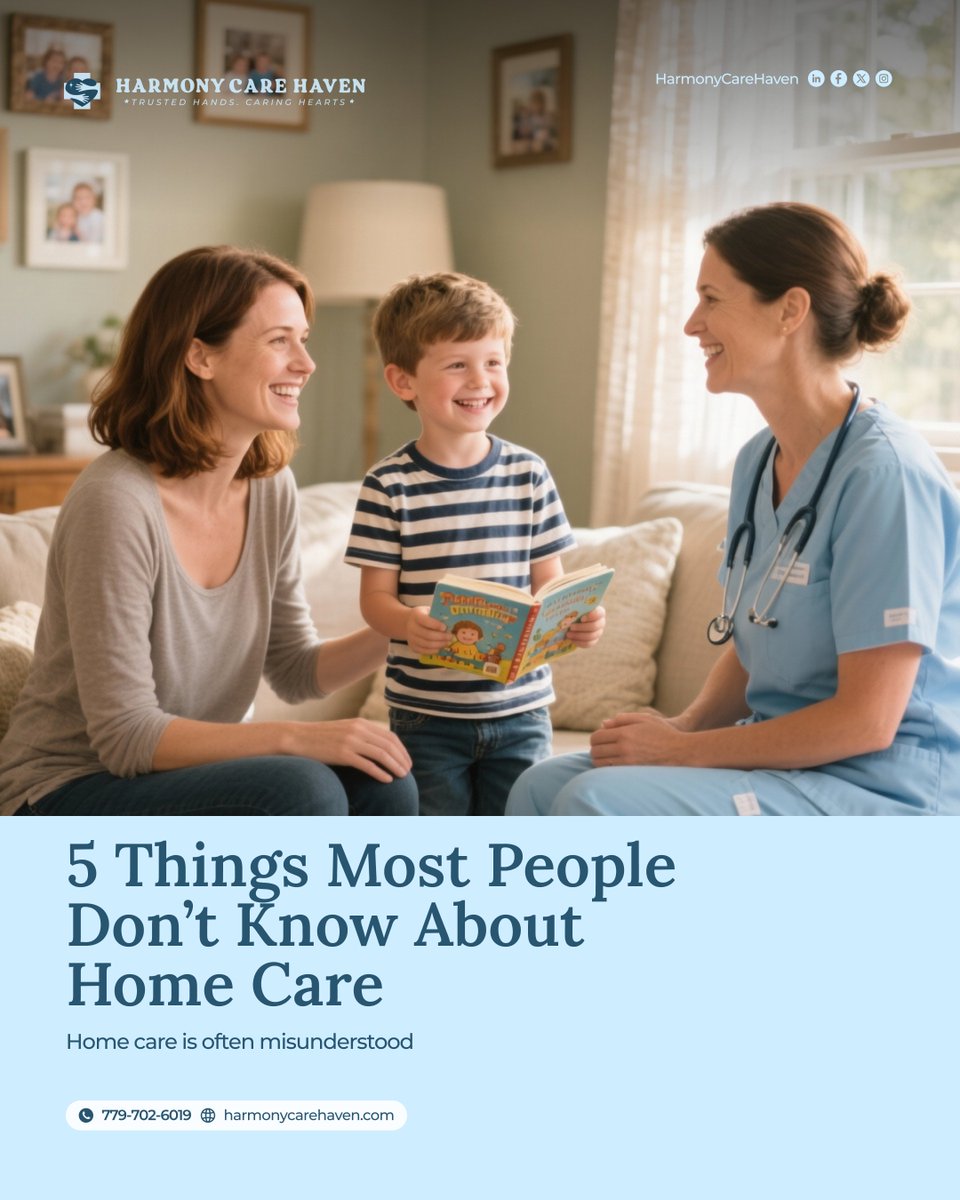 hcarehaven's tweet image. 5 Things Most People Don’t Know About Home Care
Home care is about living well, safely, and comfortably at home. 🏡
 Discover what home care can truly do for you.
#HomeCareFacts #HarmonyCareHaven #CompassionateCare #HealingAtHome #CareWithHeart #CookCountyCare #IllinoisHomeCare