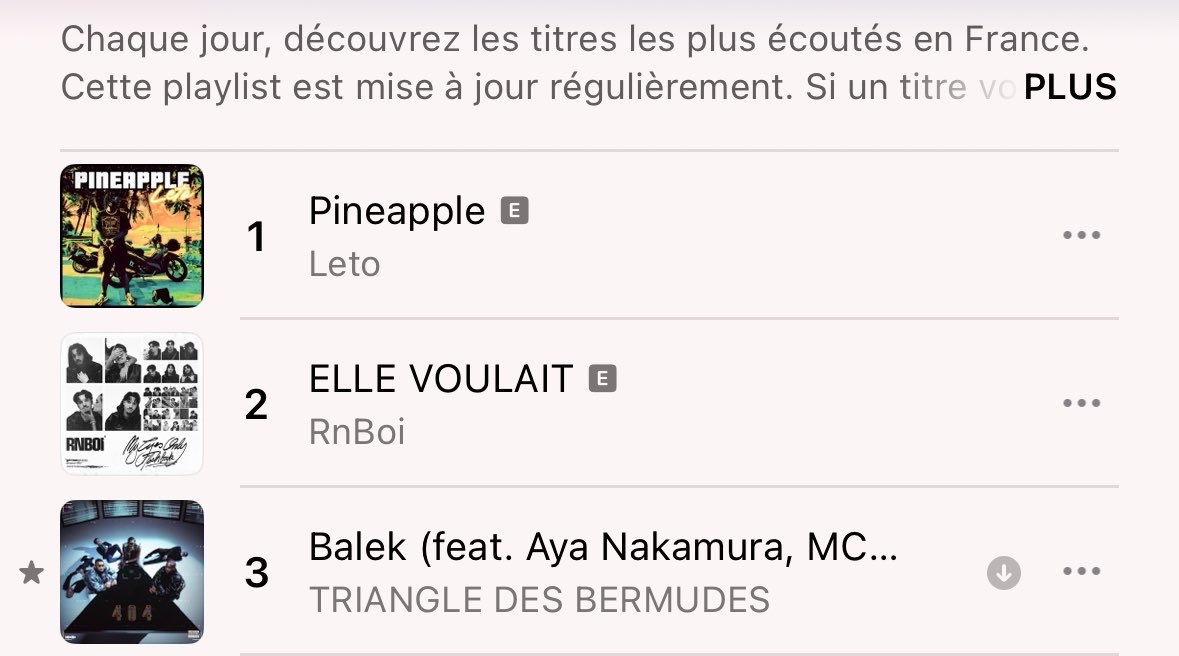 BALEK TOP 3 APPLE MUSIC FRANCE