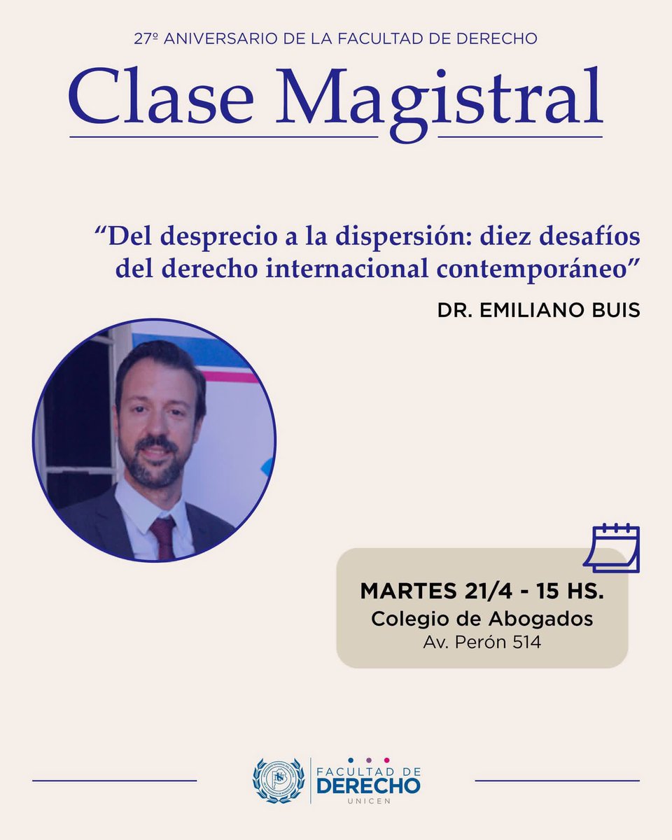 emilianobuis's tweet image. 👉🏼 Mañana en la Facultad de Derecho de la Universidad Nacional del Centro de la Provincia de Buenos Aires @derunicen @UNICEN_Oficial @cedhunicen🔝📖🏛️⚖️🤩📍Azul #azul #unicen