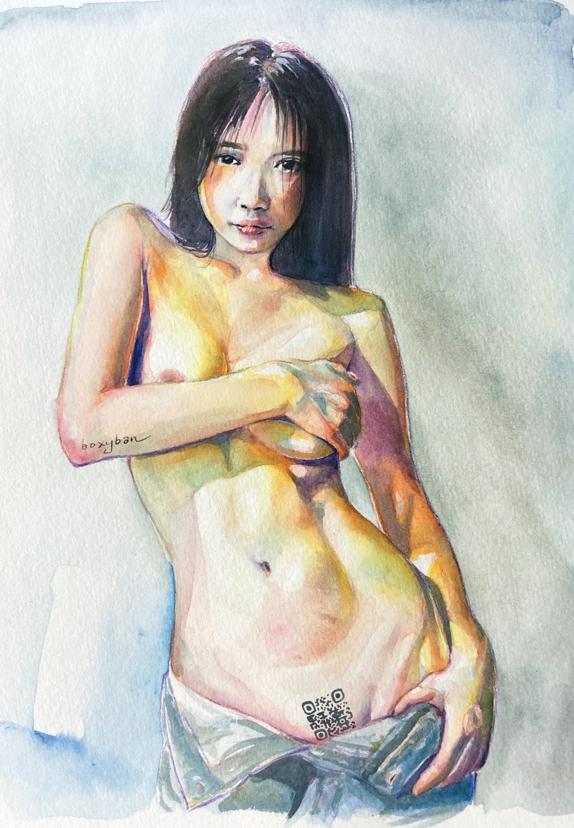 boxyban's tweet photo. "Don't scan me up and down like that!"

Part 2 of https://t.co/8BiiaNqynj

#watercolour #watercolorpainting #traditionalart #eroticart #nsfwart https://t.co/vsa4fXme0R