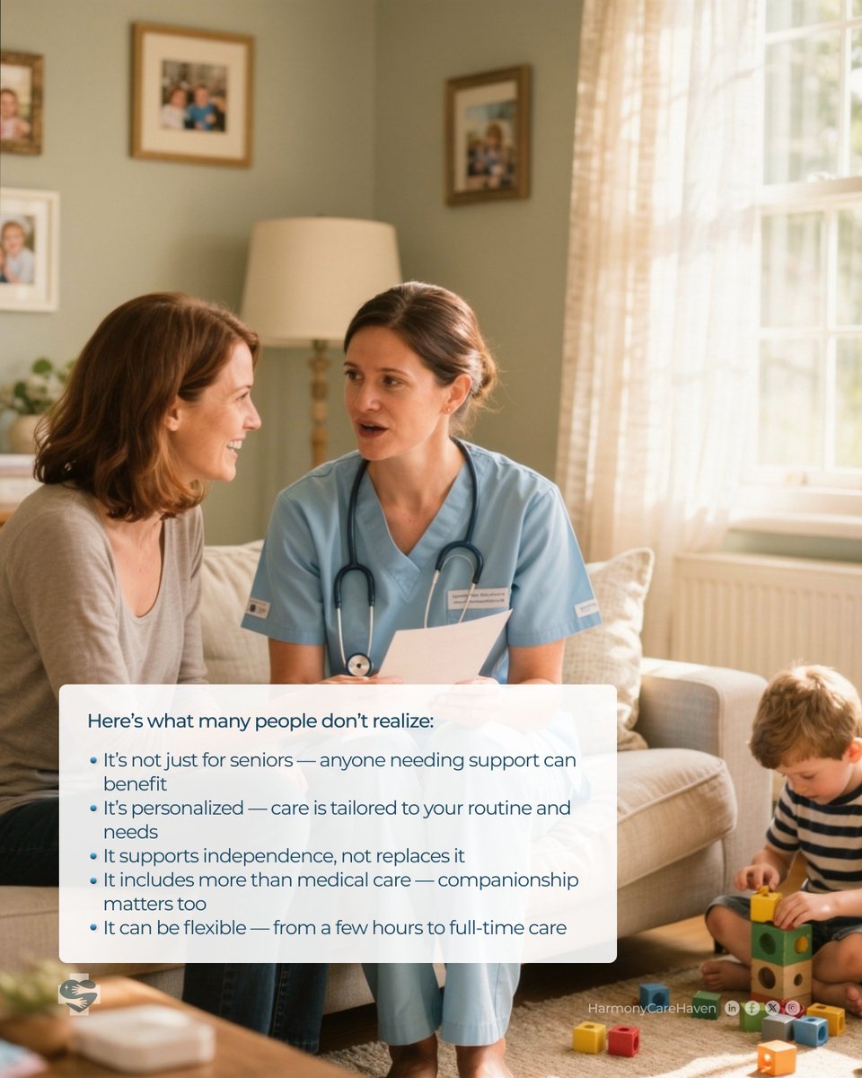 hcarehaven's tweet image. 5 Things Most People Don’t Know About Home Care
Home care is about living well, safely, and comfortably at home. 🏡
 Discover what home care can truly do for you.
#HomeCareFacts #HarmonyCareHaven #CompassionateCare #HealingAtHome #CareWithHeart #CookCountyCare #IllinoisHomeCare