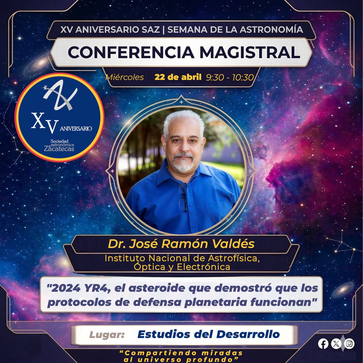 ndezacmx's tweet photo. ¡Un asteroide nos puso a prueba y la ciencia mexicana respondió!

Conoce más en la Semana de Astronomía
Fecha: Miércoles 22 de abril
Hora: 9:30 a 10:30 hrs.
Lugar: Estudios del Desarrollo
¡Entrada libre y gratuita! https://t.co/3CC1u5BwfX