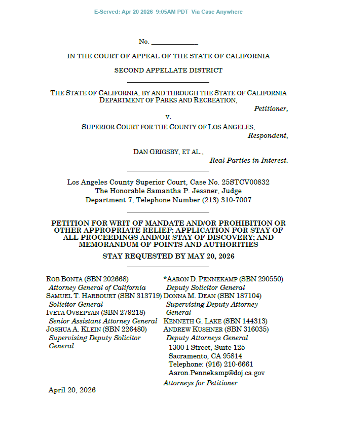 415FirePhoto's tweet image. Just one week after we caught the State of California hiding damaging text messages between its CA State Park staff about smoldering roots at the Lachman Fire burn scar on Jan. 2nd, the State filed a petition for writ of mandate today asking the Court of Appeal to stay all