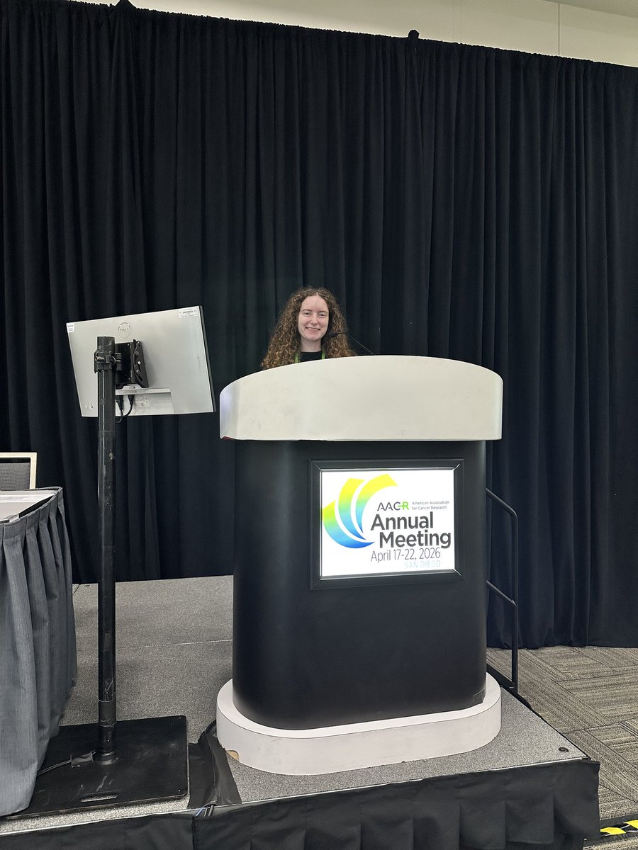 AyeshaShafi_PhD's tweet photo. Happening now - @CPDR_Labs #ShafiLab postbac, Orly, presents her exciting work @AACR on combinational therapy targeting CBP/p300 and PARP to synergistically enhance anti-tumor efficacy in advanced prostate cancer.  @USUhealthsci @WRNMMC_DHA #AACR26 #ProudPI https://t.co/H1UcxDMY5o