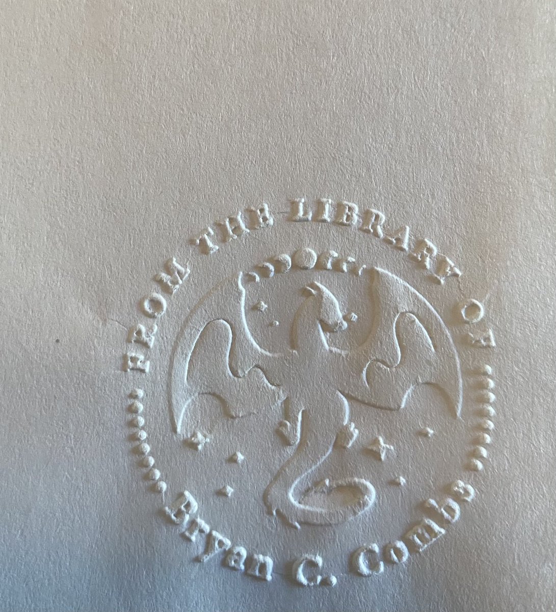 ThatOneShowBC's tweet photo. My wife had a custom book embosser made for me for our anniversary. https://t.co/uXWsGarpEW