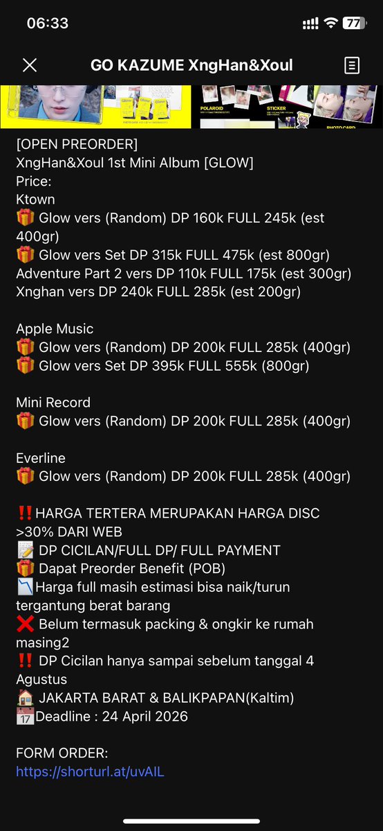 Yang mau ikut PO album xnghan murce bolehh banget gaiss join Ada GO nya juga yaaa😃