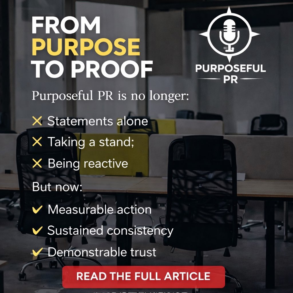 PurposefulPR's tweet photo. Purpose isn’t the message anymore. It’s the proof. https://t.co/WW68wIKhzv https://t.co/szapME9IXM