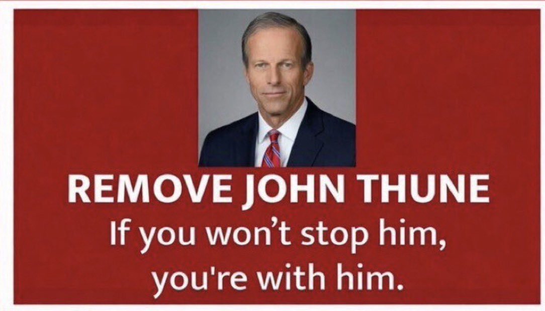 <a href="/MAGAVoice/">MAGA Voice</a> <a href="/WestCoastVIEW55/">WestCoast</a> We don't need another traitor in the Senate. It's time for him to go. Remove Thune.