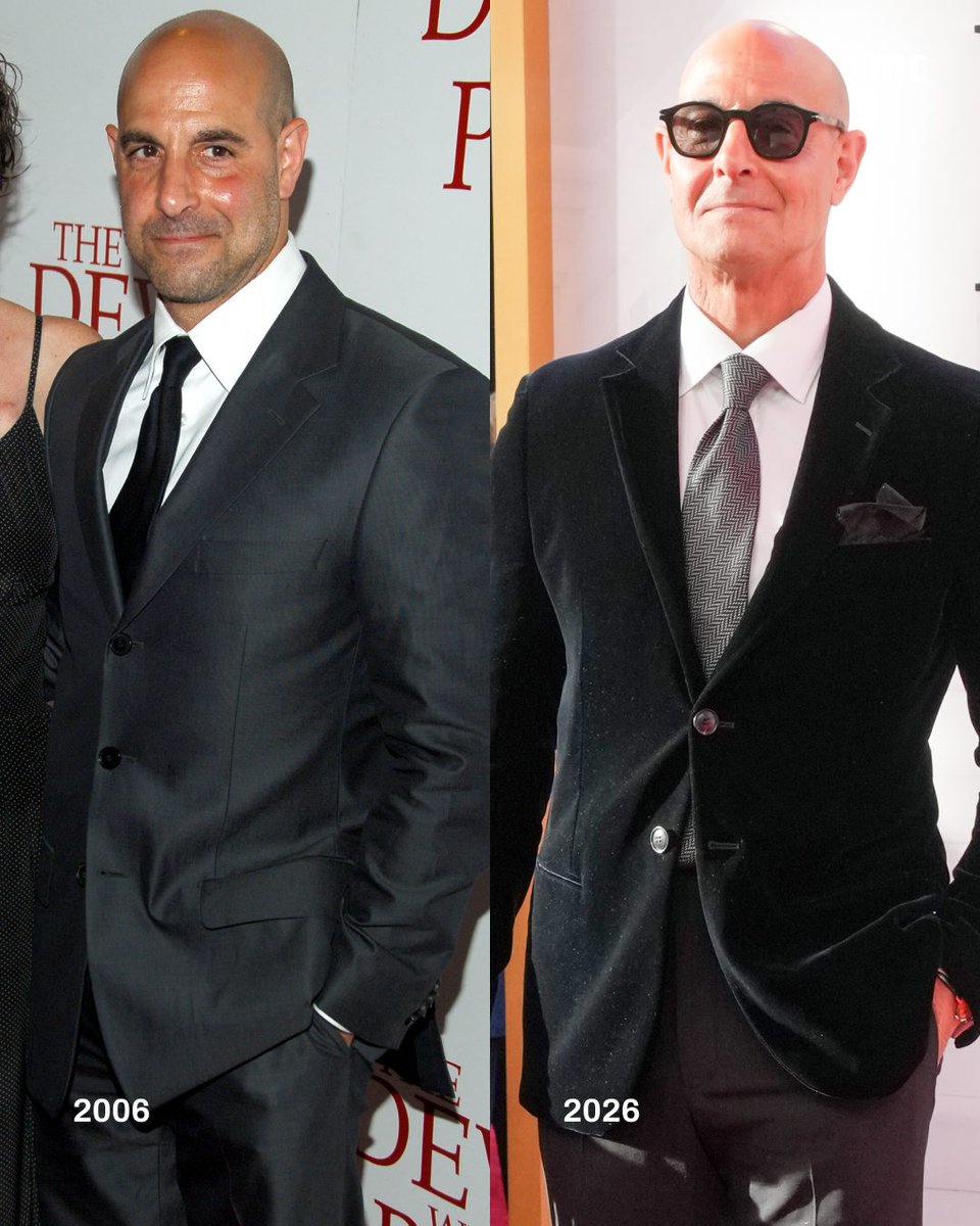 marieclaire's tweet image. Gird your loins! 20 years ago, the cast of 'The Devil Wears Prada' walked their first red carpet. Enjoy as we scream at these side-by-side comparisons.

photos: #AnneHathaway / #MerylStreep / #EmilyBlunt / #StanleyTucci via Getty Images