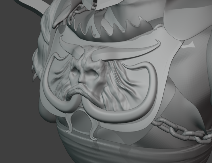 ErrantArts's tweet image. Breastplate mostly sculpted, could still use some refining. Found this a bit more difficult than the shoulder in terms of the sculpted face. Probably as it is more in relief compared to the shoulder details.

#Blender #B3d