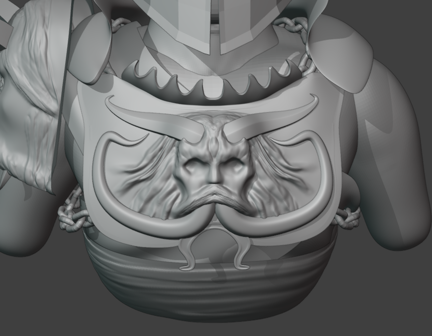 ErrantArts's tweet image. Breastplate mostly sculpted, could still use some refining. Found this a bit more difficult than the shoulder in terms of the sculpted face. Probably as it is more in relief compared to the shoulder details.

#Blender #B3d