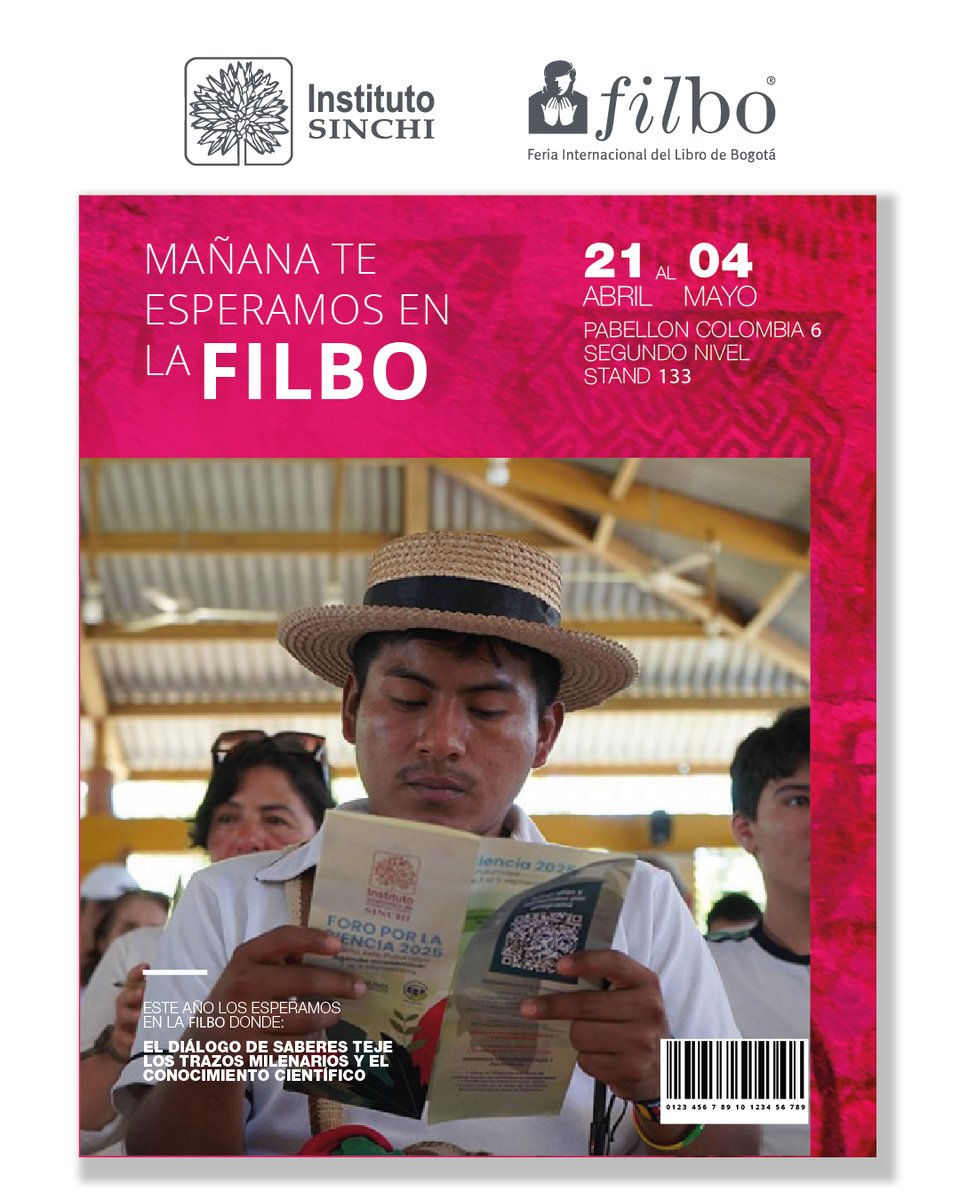InstitutoSINCHI's tweet image. La cita con el conocimiento comienza mañana 📚✨

Te invitamos a nuestro stand para sostener un diálogo de saberes del 21 de abril al 4 de mayo #FILBO 📖🇨🇴

Compartiremos los #Datos de interés y  las publicaciones que reflejan la apuesta institucional por la divulgación
