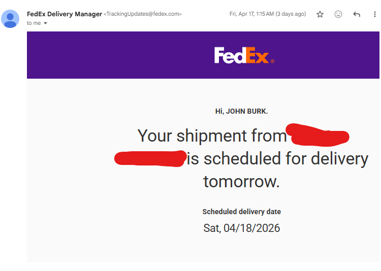 johnburktv's tweet photo. @FedEx why are you like this? And why can nobody answer on when I will get this shipment.

This was a Business order and shipment, causing project delays and we cannot even reshecdule without an accurate arrival date.

cc: @FedExHelp https://t.co/qDlrVN66Qw