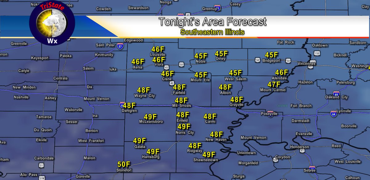 tristatewx1's tweet image. 4/21/26 Tonight's Forecast: Mostly Clear and Cool. Lows will be in the mid to upper 40s. #tristatewx #inwx #ilwx #kywx