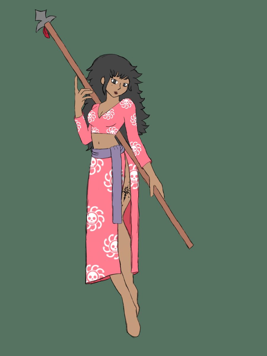 Hice una oc de One piece 💋

Es la hija mayor de Dragon y Tritoma. Le lleva 11 años a Luffy (tiene la edad de Robin)

Al ser una mujer, fue criada por Tritoma en Amazon Lily como una Kuja, por eso no sufrió el mismo destino de su hermano de ser criada por Garp.