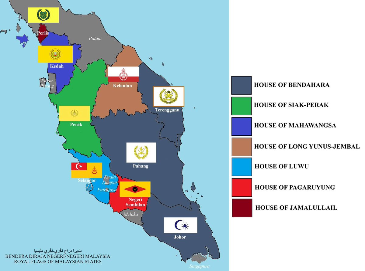 Bendera dan Dinasti Diraja di Semenanjung Malaysia 🇲🇾