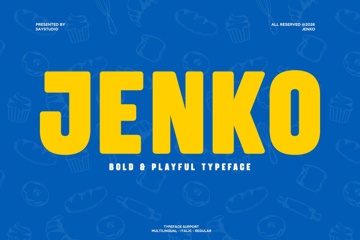 FontSpace's tweet image. Jenko DEMO by Say Studio fontspace.com/jenko-font-f16… #font #typography #graphicdesign