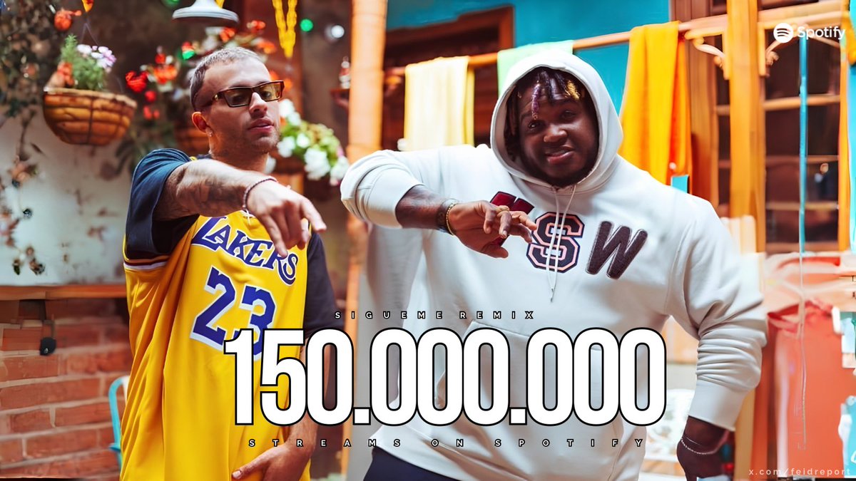 “Sígueme-Remix” de Feid &amp; Sech ha superado los 150 MILLONES de streams en Spotify.

— Es su canción #56 en lograrlo.