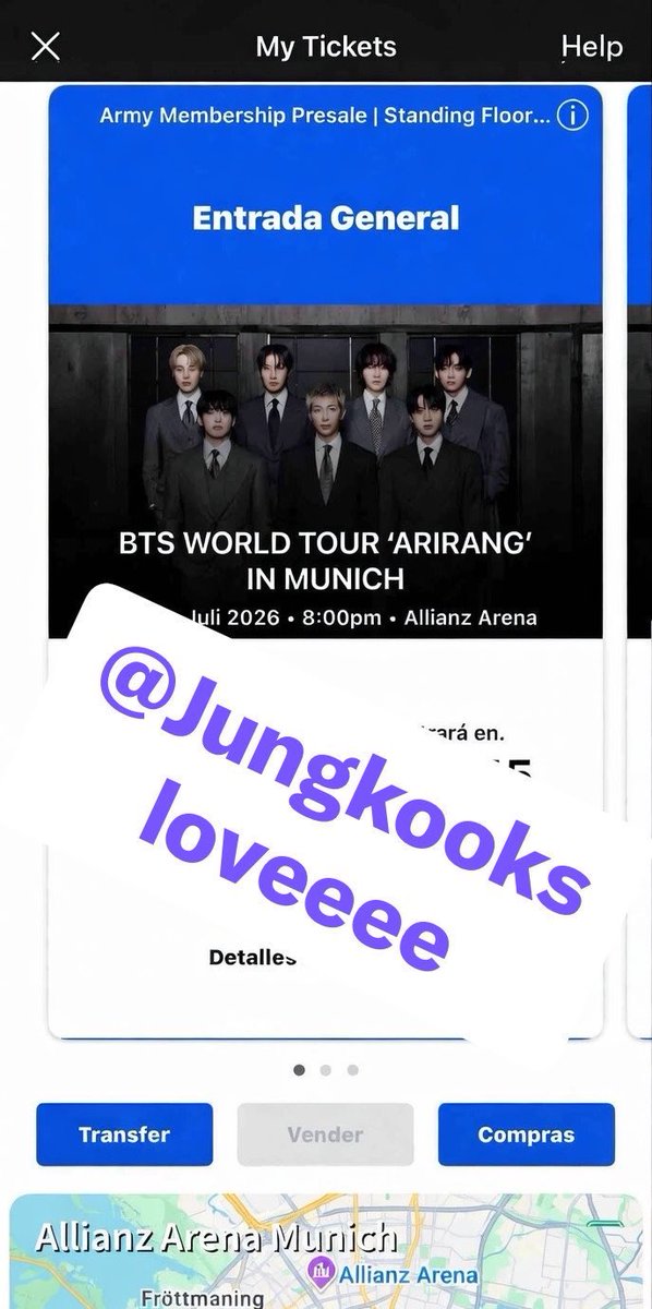 NicolePolancoV's tweet image. Hi everyone, I have 4x BTS tickets In Allianz Arena on 11/07/26. They are GA standing tickets going for an affordable price 
I would love it goes to a true Army. I can send sell separately. Pls send a dm. #BTS_WORLDTOUR  #BTS_WORLDTOUR #munich iso wts wtb