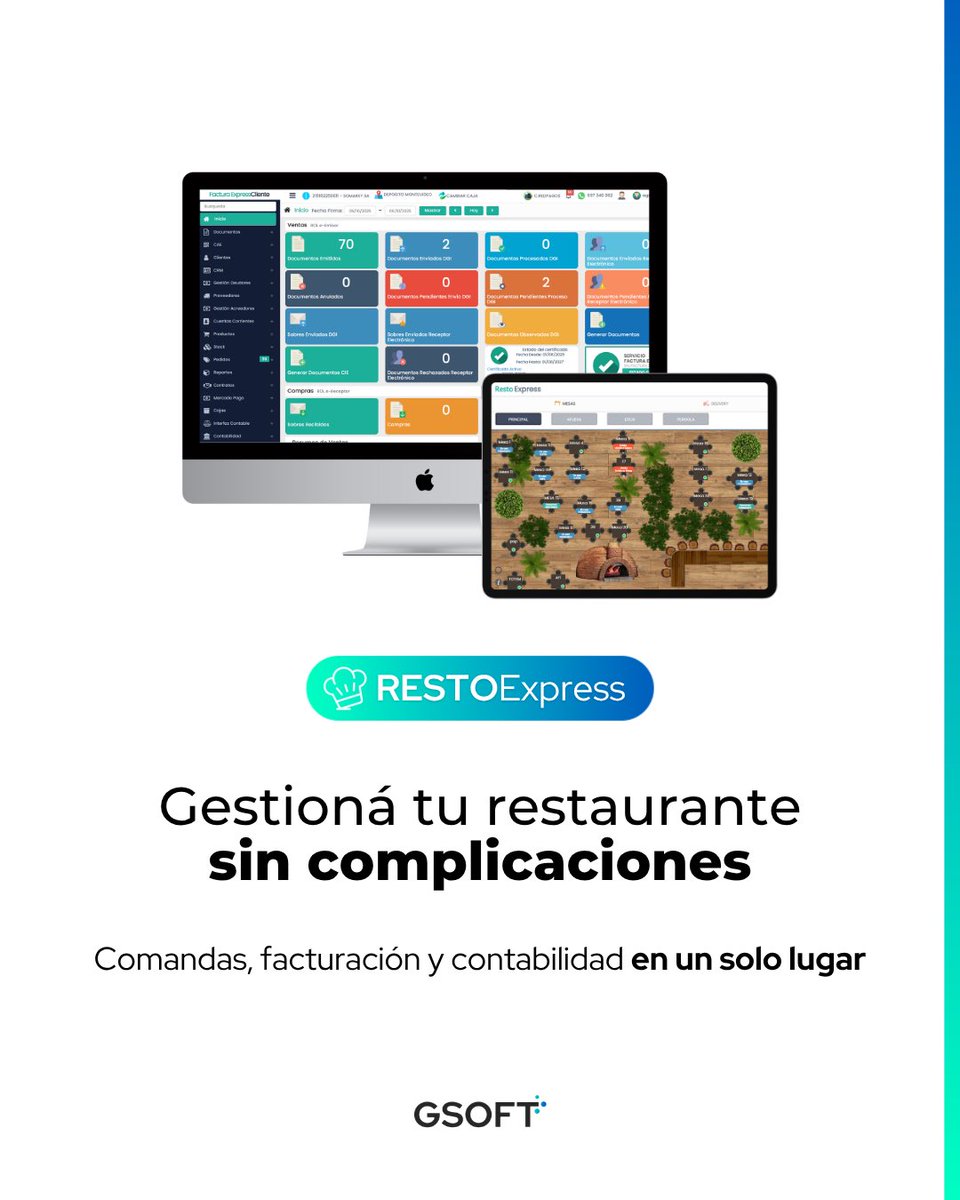 GSOFTuy's tweet photo. Gestionar tu restaurante no tiene por qué ser complicado.
Con RestoExpress integrás comandas, facturación y contabilidad en una sola plataforma.

¿Querés potenciar tu restaurante vos también?
¡Contactanos!
📍 Punta del Este y Salto
📞 097 340 139
📍 Montevideo
📞 099 805 018 https://t.co/AuoipZklR4