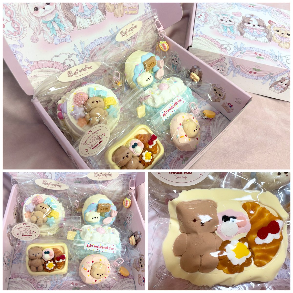 peco_pgr's tweet image. 最近スクイーズ好きすぎてまた増えました…くまちゃんかわいくてたまらん🧸💞入っていたBOXもチャームもかわいすぎ💞スイーツお弁当みたいのは1個ずつ外せて更にかわいい💞むにむにがとまらない(ﾉ)•ω•(ヾ)

#KumoCloud  #TikTokshop