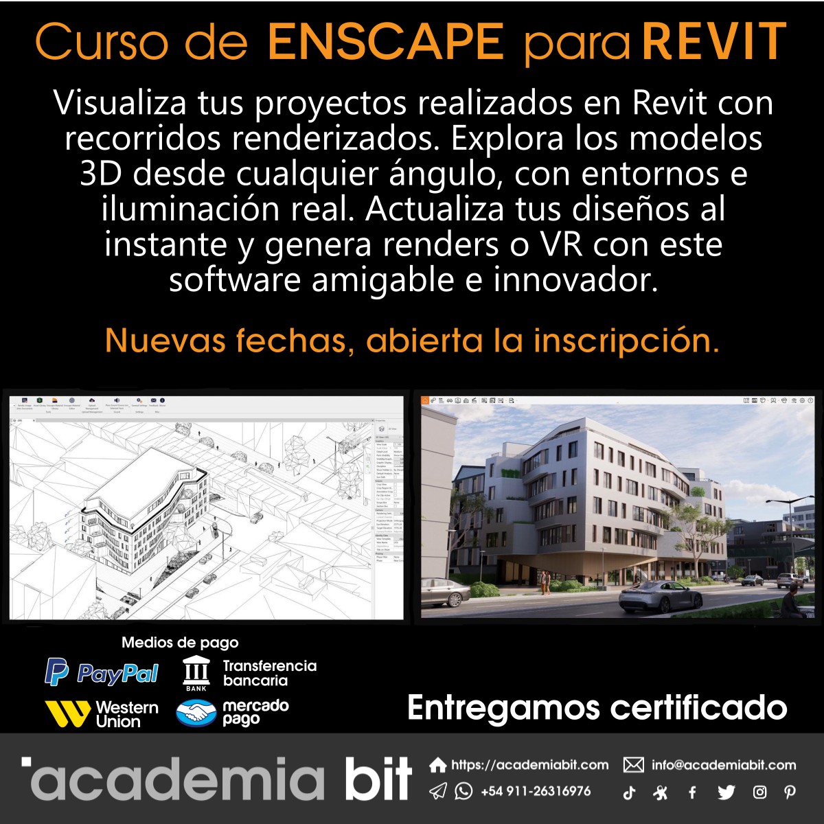 academiabit's tweet image. Curso de Enscape para Revit

• Modalidad On-line.
• Profesores en vivo.
• Certificado del curso.
• Clases personalizadas.

+info: academiabit.com/cursos/enscape…

#curso #revit #bim #enscape #render

Consultas:
🖥️ academiabit.com
✉️ info@academiabit.com
📲 +54 911-26316976