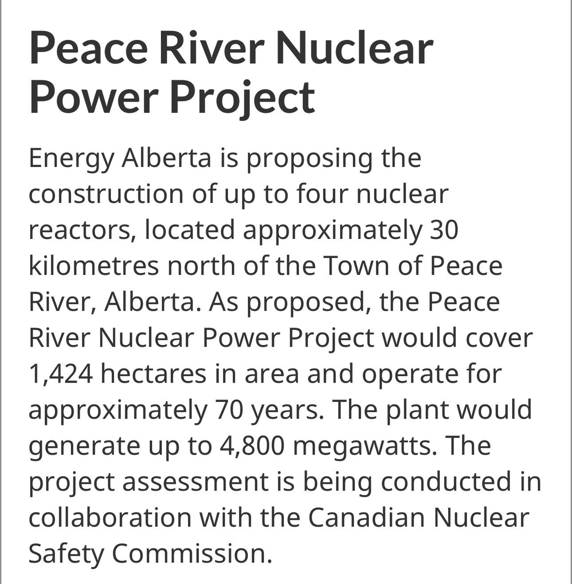 quakes99's tweet image. Boom!💥Proposed construction of a 4-reactor 4.8 Gigawatt #Nuclear power plant in the Peace River District of #Alberta, #Canada, has now progressed to the Impact Assessment Phase.🇨🇦⚛️🏗️👷 World's 2nd largest #Uranium reactor fuel producer is next door in #Saskatchewan⛏️👍🤠🐂🌊🏄