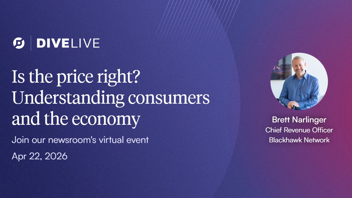 TheFletcherGrp's tweet image. Blackhawk Network's Brett Narlinger will be joining a live webcast w/ Industry Dives to discuss how #retail and #finance leaders can see consumer behaviors earlier, allowing them to respond with the right pricing, offers and inventory decisions. 

dive.pub/48EFA8N