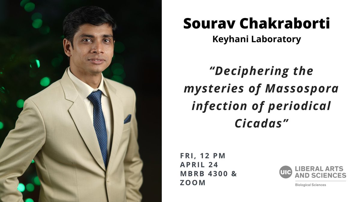 UIC_BioS's tweet photo. Please join us for the MCDB Student Seminar by Sourav Chakraborti, this Friday at noon.  #uicBIOS https://t.co/MuFvAyZe33