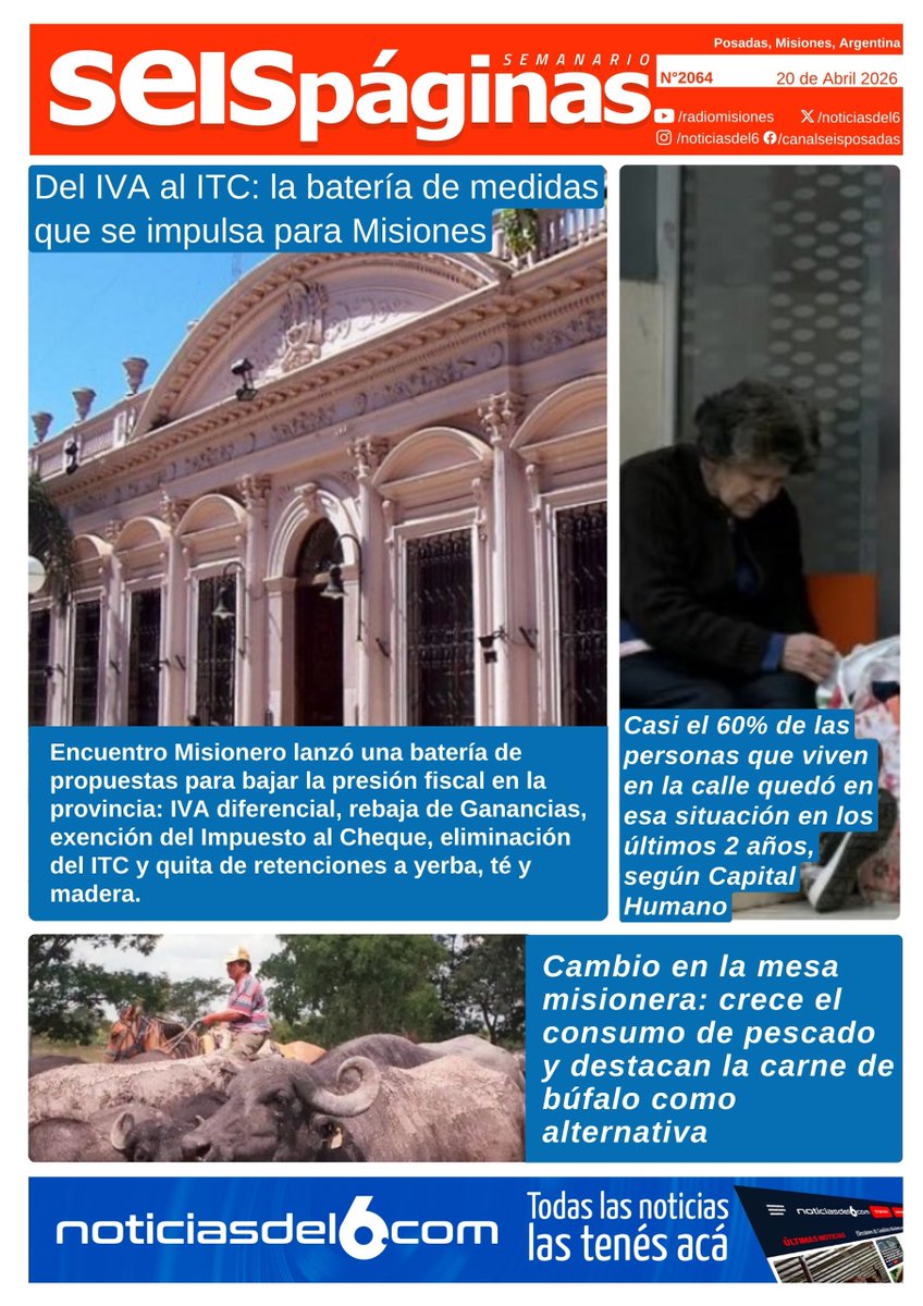 noticiasdel6's tweet image. Toda la #info de la jornada en #SeisPáginas, en #VIVO y por la señal de #C6Digital